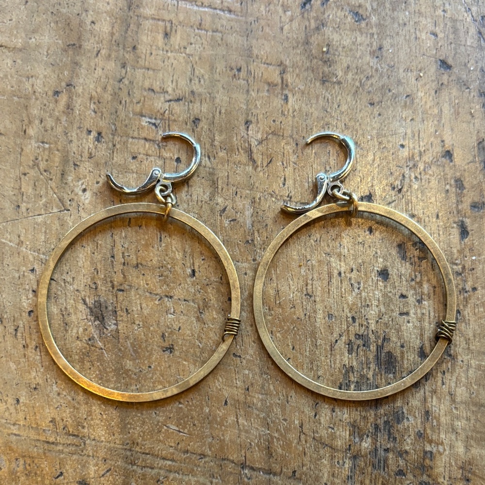 Artisan Brass Hoop Earrings